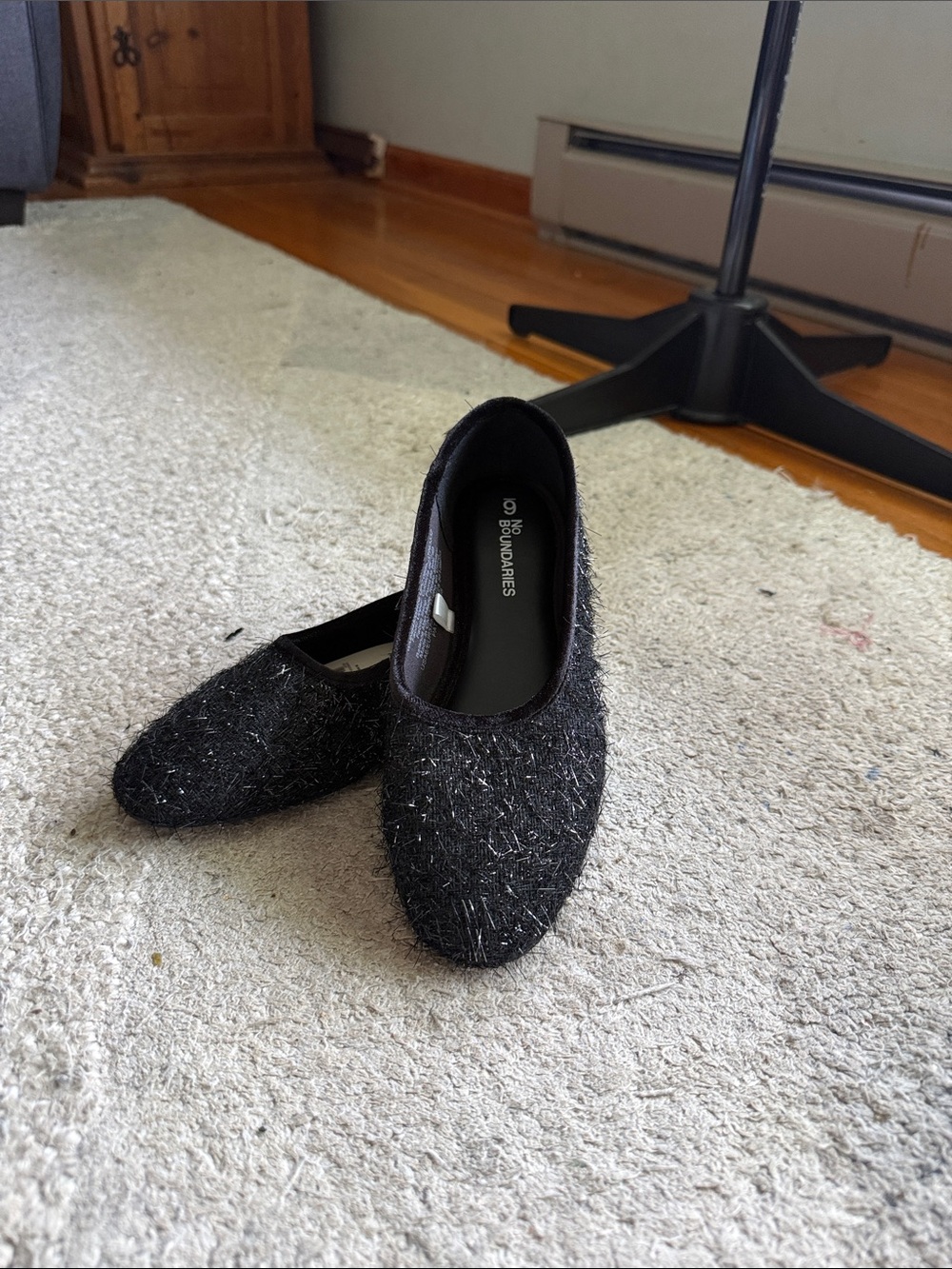 No Boundaries Black Sparkle Ballet Flats - Women